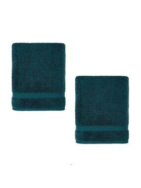 2 new FOREST GREEN Nestwell Hygro 100% Cotton 30x54 inch Bath Towels - JUNE BUG